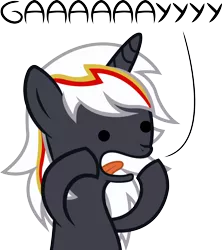 Size: 1702x1914 | Tagged: safe, artist:outlawedtofu, derpibooru import, oc, oc:velvet remedy, unofficial characters only, pony, unicorn, fallout equestria, fanfic, comic, community, fanfic art, female, gay seal, hooves, horn, image, mare, meme, open mouth, png, senor chang, simple background, solo, text, transparent background, vector, yelling