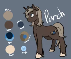 Size: 442x367 | Tagged: safe, artist:redxbacon, derpibooru import, oc, oc:parch well, unofficial characters only, pony, unicorn, female, reference sheet, solo