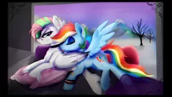 Size: 1280x724 | Tagged: safe, artist:xxcaliforniaangelxx, derpibooru import, rainbow dash, oc, canon x oc, female, lesbian, shipping