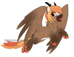 Size: 2453x1891 | Tagged: antlers, artist:xwhitedreamsx, derpibooru import, female, freckles, oc, oc:alessa, original species, safe, smiling, solo, two toned mane, unofficial characters only, wings