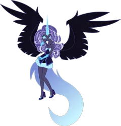 Size: 4802x5000 | Tagged: safe, artist:xebck, derpibooru import, nightmare rarity, equestria girls, friendship games, absurd resolution, alternate hairstyle, corrupted, equestria girls-ified, midnight sparkle, midnight-ified, simple background, solo, transparent background, vector, wings