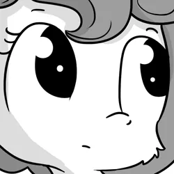 Size: 792x792 | Tagged: safe, artist:tjpones, derpibooru import, edit, editor:dsp2003, oc, oc:brownie bun, unofficial characters only, earth pony, pony, bust, cheek fluff, cute, female, grayscale, monochrome, portrait, solo