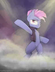 Size: 1280x1672 | Tagged: safe, artist:blvckmagic, derpibooru import, limelight, the mane attraction, backup dancers, clothes, leather jacket, smoke, solo