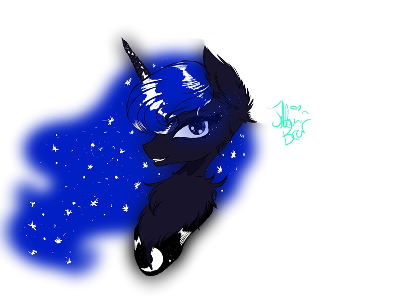 Size: 3000x2200 | Tagged: safe, artist:jillowbear, derpibooru import, princess luna, smiling, solo