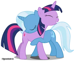 Size: 3705x3000 | Tagged: safe, artist:brony-works, derpibooru import, trixie, twilight sparkle, pony, unicorn, female, hug, mare