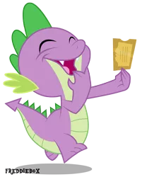 Size: 2409x3000 | Tagged: safe, artist:brony-works, derpibooru import, spike, cute, golden ticket, laughing, solo, spikabetes