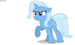 Size: 1500x900 | Tagged: safe, artist:asika-aida, derpibooru import, trixie, pony, unicorn, female, mare, raised hoof, scrunchy face, simple background, solo, transparent background, vector