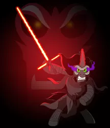 Size: 1272x1474 | Tagged: safe, artist:bennythebeast, derpibooru import, king sombra, lord tirek, pony, bipedal, clothes, crossguard lightsaber, glare, glowing horn, gritted teeth, hoof hold, kylo ren, lightsaber, magic, solo, star wars, star wars: the force awakens, supreme leader snoke, weapon