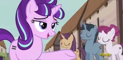 Size: 1587x774 | Tagged: cult, derpibooru import, discovery family logo, equal cutie mark, our town, rosemary, s5 starlight, safe, screencap, starlight glimmer, the cutie map