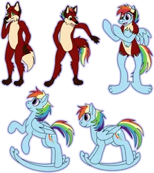 Size: 1257x1410 | Tagged: anthro, artist:khramchee, derpibooru import, fox, frown, furry, inanimate tf, objectification, oc, oc:borgri, open mouth, rainbow dash, rocking horse, rule 63, safe, simple background, smiling, toy, transformation, transformation sequence, transgender transformation, transparent background, wat
