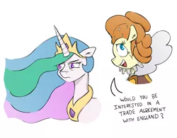 Size: 1778x1389 | Tagged: artist:manual-monaro, civilization, civilization v, derpibooru import, dialogue, disapproval, elizabeth i, england, princess celestia, safe, simple background