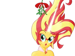 Size: 2560x1920 | Tagged: safe, artist:cybersquirrel, derpibooru import, sunset shimmer, equestria girls, friendship games, daydream shimmer, lipstick, mistletoe, solo