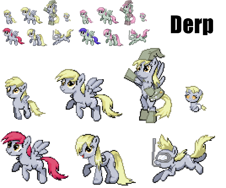 Size: 804x669 | Tagged: safe, artist:dmn666, derpibooru import, derpy hooves, dipsy hooves, dizzy hooves, ski doo, earth pony, pony, unicorn, baby, baby pony, clothes, costume, filly, paper bag, paper bag wizard, pixel art, pokémon, ponymon, scuba, simple background, transparent background, wet mane, wingless