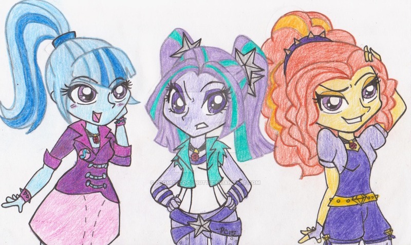 Size: 1024x611 | Tagged: safe, artist:promisecoconut15, derpibooru import, adagio dazzle, aria blaze, sonata dusk, equestria girls, the dazzlings, traditional art