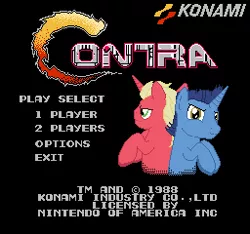 Size: 256x240 | Tagged: apple family, contra, derpibooru import, night light, nintendo entertainment system, safe, title screen, washington apple