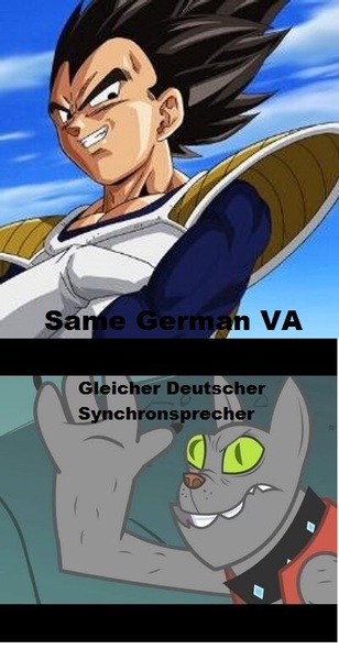 Size: 400x780 | Tagged: derpibooru import, deutsch, diamond dog, dragon ball z, exploitable meme, german, meme, oliver siebeck, rover, safe, same voice actor, vegeta