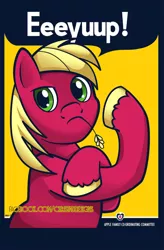 Size: 600x913 | Tagged: safe, artist:christadoodles, derpibooru import, big macintosh, earth pony, pony, male, rosie the riveter, solo, stallion, straw