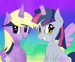 Size: 400x333 | Tagged: safe, artist:dashiekawaii145, derpibooru import, derpy hooves, twilight sparkle, twilight sparkle (alicorn), alicorn, pony, scare master, alicorn costume, clothes, costume, derpy books, fake horn, fake wings, female, mare, nightmare night, nightmare night costume, obtrusive watermark, sticky note, toilet paper roll, toilet paper roll horn, tube, twilight muffins, watermark, wig