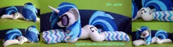 Size: 1280x348 | Tagged: artist:agatrix, clothes, derpibooru import, irl, photo, plushie, safe, socks, solo, striped socks, vinyl scratch