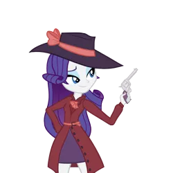 Size: 2500x2500 | Tagged: safe, artist:darthlena, derpibooru import, rarity, equestria girls, rarity investigates, detective rarity, gun, revolver, simple background, solo, transparent background