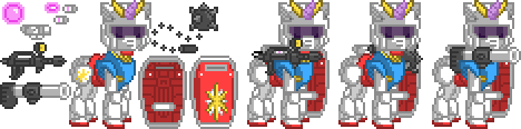 Size: 468x116 | Tagged: armor, derpibooru import, flail, gun, gundam, pixel art, rifle, rx-78-2 gundam, safe, simple background, solo, sprite, transparent background, twilight sparkle, visor, weapon