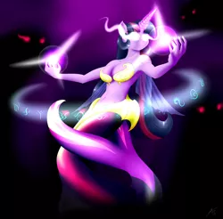 Size: 3700x3648 | Tagged: anthro, armpits, artist:bludraconoid, belly button, breasts, busty twilight sparkle, derpibooru import, female, glowing eyes, magic, mermaid, mermaidized, solo, solo female, suggestive, twilight sparkle, twilight sparkle (alicorn)