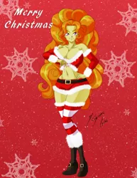 Size: 2153x2786 | Tagged: suggestive, artist:shinta-girl, derpibooru import, adagio dazzle, equestria girls, breasts, busty adagio dazzle, christmas, cleavage, clothes, commission, costume, female, holiday, merry christmas, midriff, santa costume, sexy, sexy santa costume, solo, solo female, stupid sexy adagio dazzle