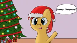 Size: 1920x1080 | Tagged: safe, artist:mlpfimguy, derpibooru import, oc, oc:mouse pone, unofficial characters only, christmas, christmas lights, christmas tree, hat, present, santa hat, tree, tumblr