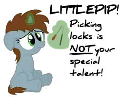 Size: 5000x4000 | Tagged: safe, artist:psalmie, derpibooru import, oc, oc:littlepip, unofficial characters only, pony, unicorn, fallout equestria, fanfic, absurd resolution, cute, fanfic art, female, filly, floppy ears, foal, glowing horn, hooves, horn, levitation, magic, pipabetes, screwdriver, simple background, sitting, solo, telekinesis, text, transparent background, younger
