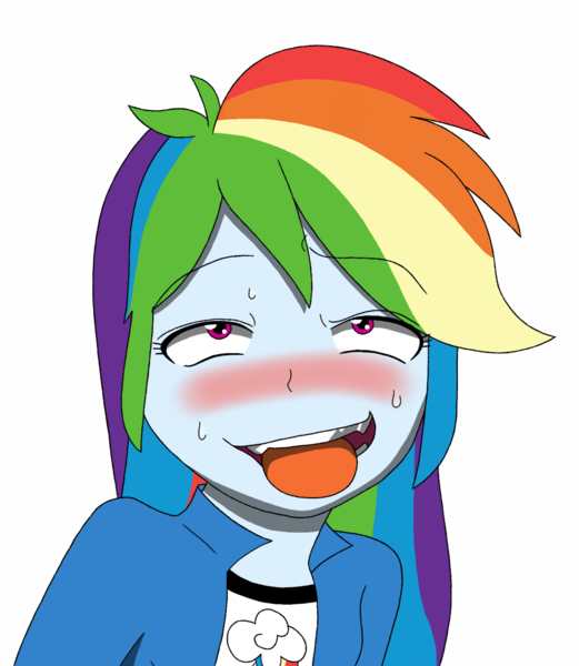 Size: 1112x1280 | Tagged: suggestive, artist:blondenobody, derpibooru import, rainbow dash, equestria girls, ahegao, ahegaokin, blushing, scary, solo, sweat