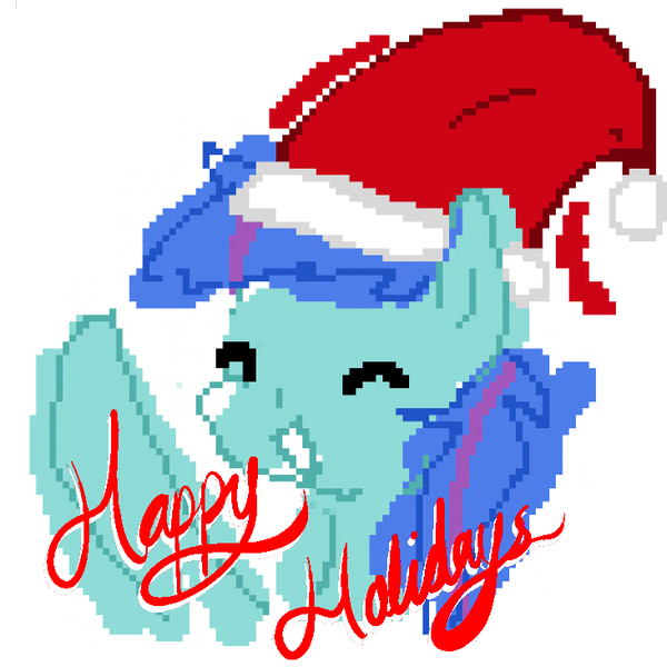 Size: 732x732 | Tagged: artist:edrian, avatar, christmas, derpibooru import, happy, happy holidays, hat, oc, oc:daydream, pixelated, safe, santa hat, solo, unofficial characters only