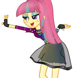 Size: 854x913 | Tagged: safe, artist:hannaspeert123, derpibooru import, sour sweet, equestria girls, friendship games, alternate universe, bedroom eyes, clothes, crystal prep shadowbolts, see-through, simple background, solo, transparent background
