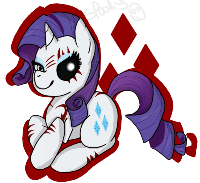 Size: 806x740 | Tagged: artist:spooky-kitteh, derpibooru import, lil-miss rarity, prone, rarity, semi-grimdark, solo