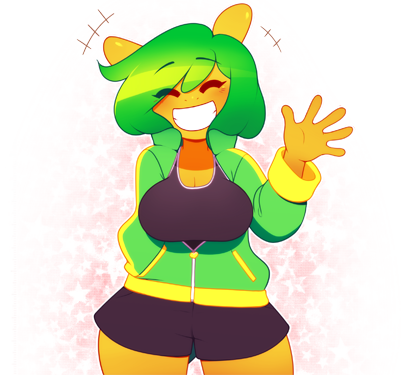 Size: 401x375 | Tagged: anthro, artist:3mangos, clothes, derpibooru import, female, grin, hoodie, mangoes, oc, oc:mango, simple background, smiling, solo, solo female, suggestive, transparent background, unofficial characters only, waving