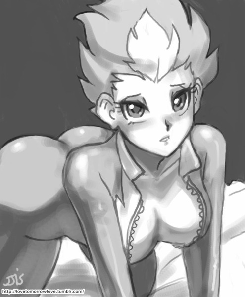 Size: 800x970 | Tagged: artist:johnjoseco, ass, bed, breasts, busty spitfire, cleavage, clothes, derpibooru import, female, grayscale, human, humanized, kneeling, latex, monochrome, open clothes, open shirt, questionable, sexy, sketch, skintight clothes, solo, solo female, spitfire, stupid sexy spitfire, wonderbolts uniform