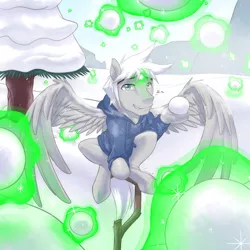 Size: 720x720 | Tagged: artist:tarenest, derpibooru import, jack frost, oc, oc:zephyr wing, safe, snowball fight, unofficial characters only