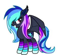 Size: 1024x886 | Tagged: safe, artist:deonna2018, derpibooru import, oc, oc:crystal shine bat, unofficial characters only, bat pony, pony, bat pony oc, female, mare, markings, multicolored hair, simple background, solo, transparent background