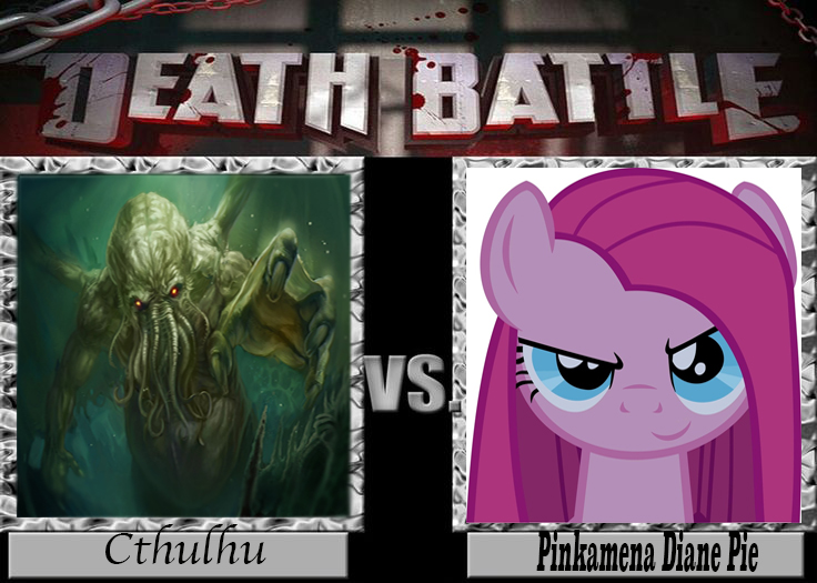 Size: 736x525 | Tagged: safe, derpibooru import, pinkie pie, antagonist, blue eyes, cthulhu, death battle, deity lord, exploitable meme, image, jpeg, lovecraftian deity, meme, pinkamena diane pie, pink fur, pink mane, wings