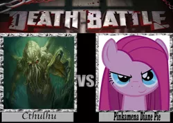 Size: 736x525 | Tagged: safe, derpibooru import, pinkie pie, antagonist, blue eyes, cthulhu, death battle, deity lord, exploitable meme, image, jpeg, lovecraftian deity, meme, pinkamena diane pie, pink fur, pink mane, wings