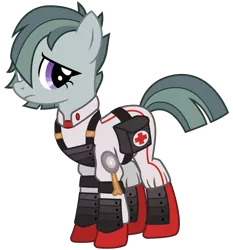 Size: 2800x3000 | Tagged: safe, artist:cheezedoodle96, derpibooru import, marble pie, earth pony, pony, the cutie re-mark, .svg available, alternate hairstyle, alternate timeline, clothes, crystal war timeline, female, first aid kit, hair over one eye, healer, hooves, mare, medic, medical saddlebag, saddle bag, simple background, solo, speculation, svg, team fortress 2, transparent background, vector