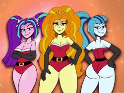 Size: 3000x2250 | Tagged: suggestive, artist:scobionicle99, derpibooru import, adagio dazzle, aria blaze, sonata dusk, equestria girls, ass, breasts, busty adagio dazzle, busty aria blaze, busty sonata dusk, butt, christmas, cleavage, clothes, curvy, evening gloves, female, females only, gloves, huge butt, large butt, leotard, santa costume, sexy santa costume, sonata donk, stupid sexy adagio dazzle, stupid sexy aria blaze, stupid sexy dazzlings, stupid sexy sonata dusk, the dazzlings, thighs, thunder thighs