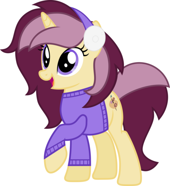 Size: 856x933 | Tagged: artist:pilot231, clothes, derpibooru import, earmuffs, oc, oc:lannie lona, safe, simple background, solo, sweater, transparent background, unofficial characters only, vector