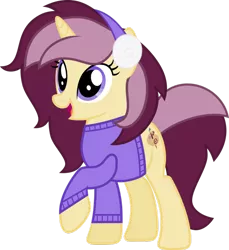 Size: 856x933 | Tagged: artist:pilot231, clothes, derpibooru import, earmuffs, oc, oc:lannie lona, safe, simple background, solo, sweater, transparent background, unofficial characters only, vector