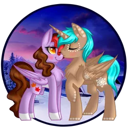 Size: 5500x5500 | Tagged: safe, artist:blocksy-art, derpibooru import, oc, unofficial characters only, alicorn, pony, absurd resolution, oc x oc, shipping, winter