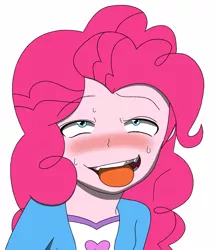 Size: 1112x1280 | Tagged: suggestive, artist:blondenobody, derpibooru import, pinkie pie, equestria girls, ahegao, ahegaokin, blushing, solo