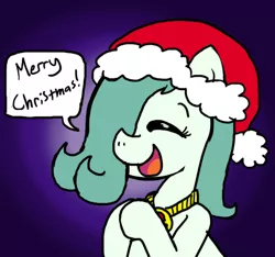 Size: 640x600 | Tagged: artist:ficficponyfic, christmas, colt, colt quest, derpibooru import, explicit source, foal, happy, hat, male, oc, oc:emerald jewel, safe, santa hat, solo, unofficial characters only