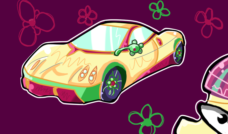 Size: 1024x603 | Tagged: safe, artist:pandanx12, derpibooru import, sour sweet, ask the shadowbolts, equestria girls, friendship games, car, pagani, pagani huayra, supercar