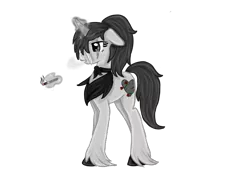 Size: 830x606 | Tagged: safe, artist:jessyxkisuxkata, derpibooru import, oc, oc:stone heart, unofficial characters only, pony, unicorn, cigarette, clothes, female, levitation, magic, scar, simple background, smoking, solo, telekinesis, transparent background