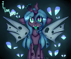 Size: 2421x2000 | Tagged: safe, artist:bunxl, derpibooru import, queen chrysalis, changeling, changeling queen, nymph, cute, cutealis, cuteling, eye, eyes, female, green tongue, heart, heart eyes, looking at you, open mouth, tongue out, wingding eyes