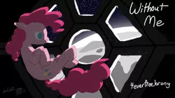 Size: 4000x2250 | Tagged: artist:dragonwolfrooke, derpibooru import, international space station, moon, music, pinkie pie, pink side of the moon, safe, solo, space